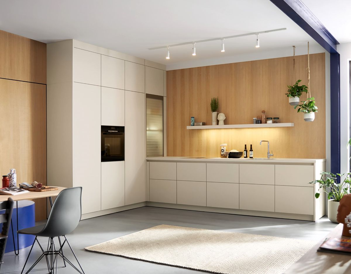 Under cabinet lighting in a modern light kitchen